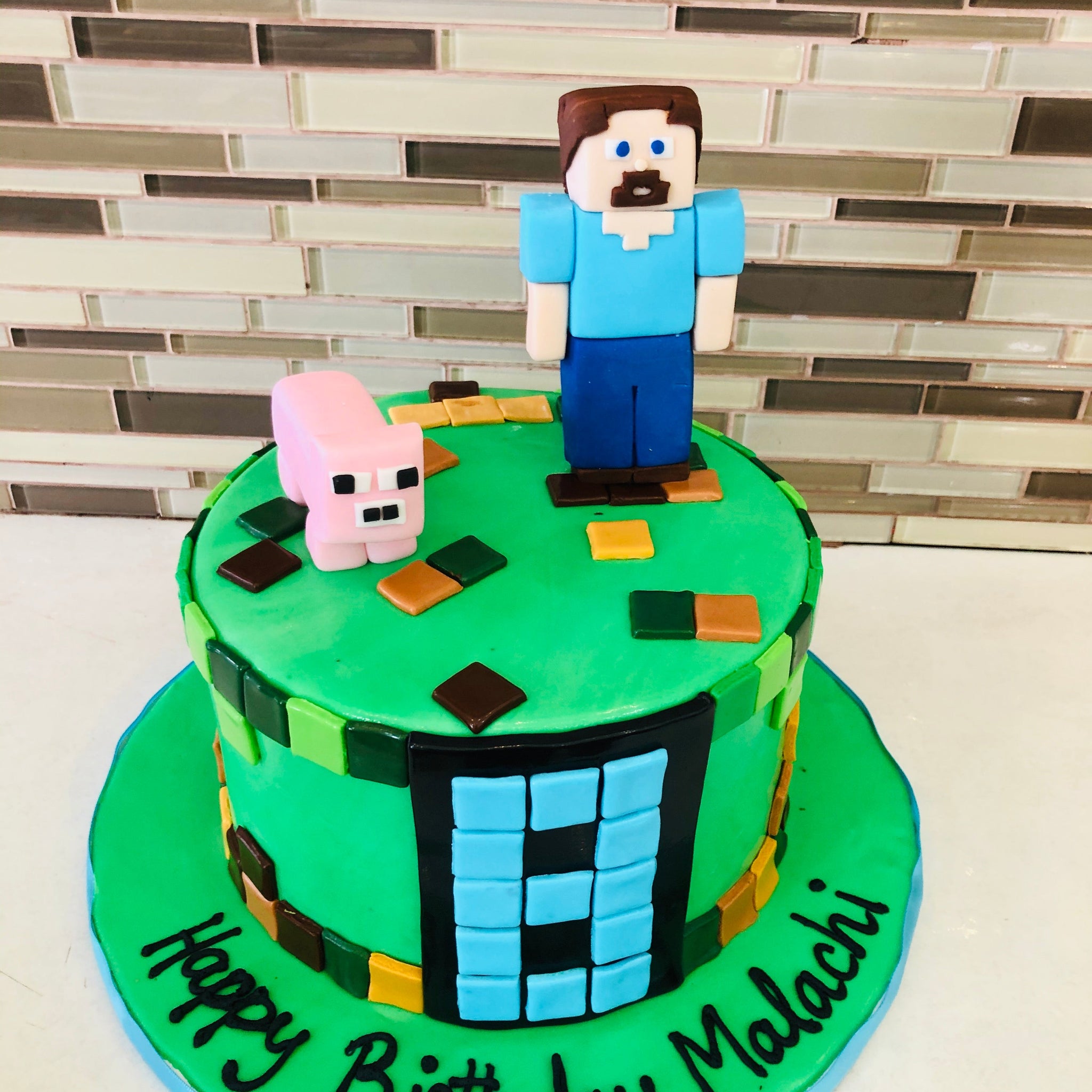 Minecraft Fondant birthday cake
