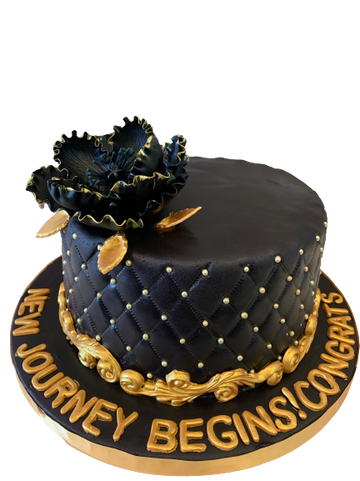 Emily Black & Gold Fondant Cake