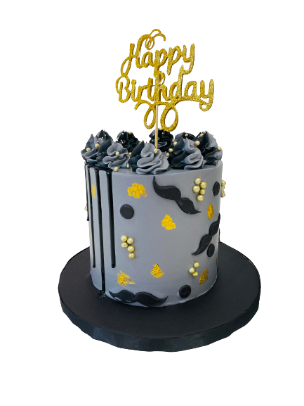 GREY MOUSTACHE CAKE