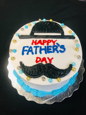 Moustache-Hat Fathers day cake