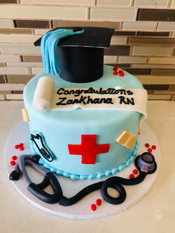 DOCTOR GRADUATION FONDANT BIRTHDAY CAKE