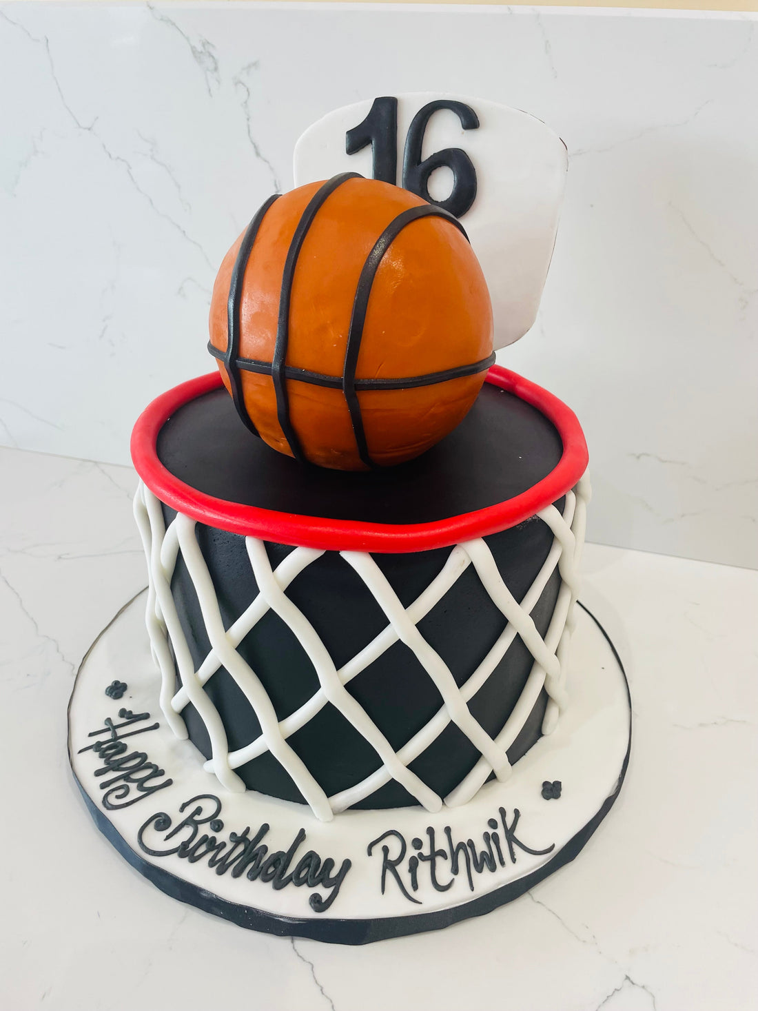 Rithwik Basketball Fondant Cake