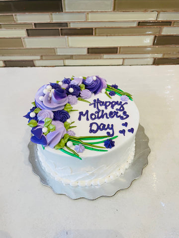 PURPLE FLOWER MOTHERS DAY CAKE