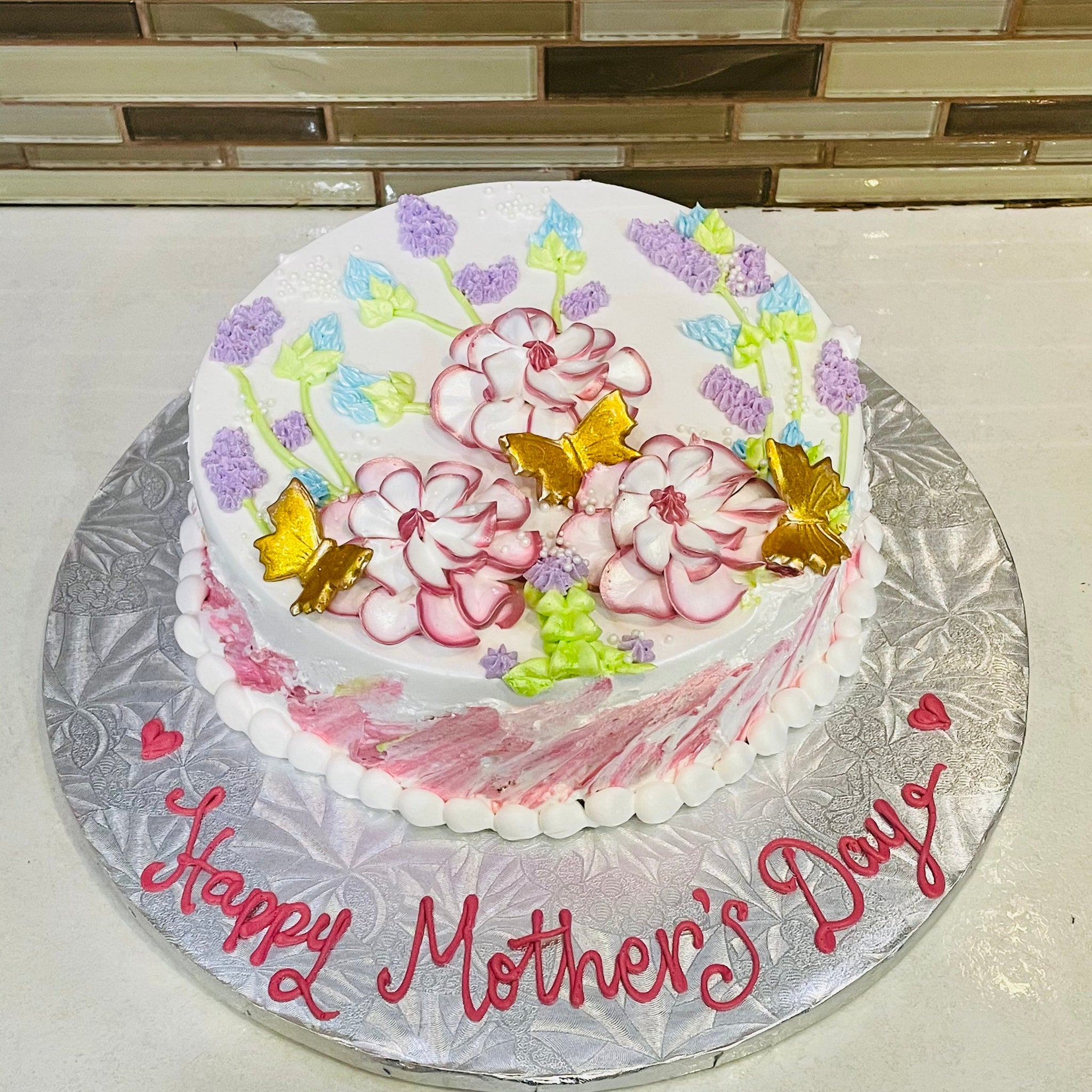 GOLDEN BUTTERFLY MOTHERS DAY CAKE