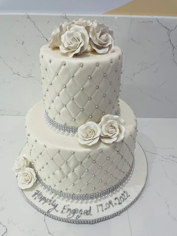 WHITE AND SILVER FONDANT CAKE