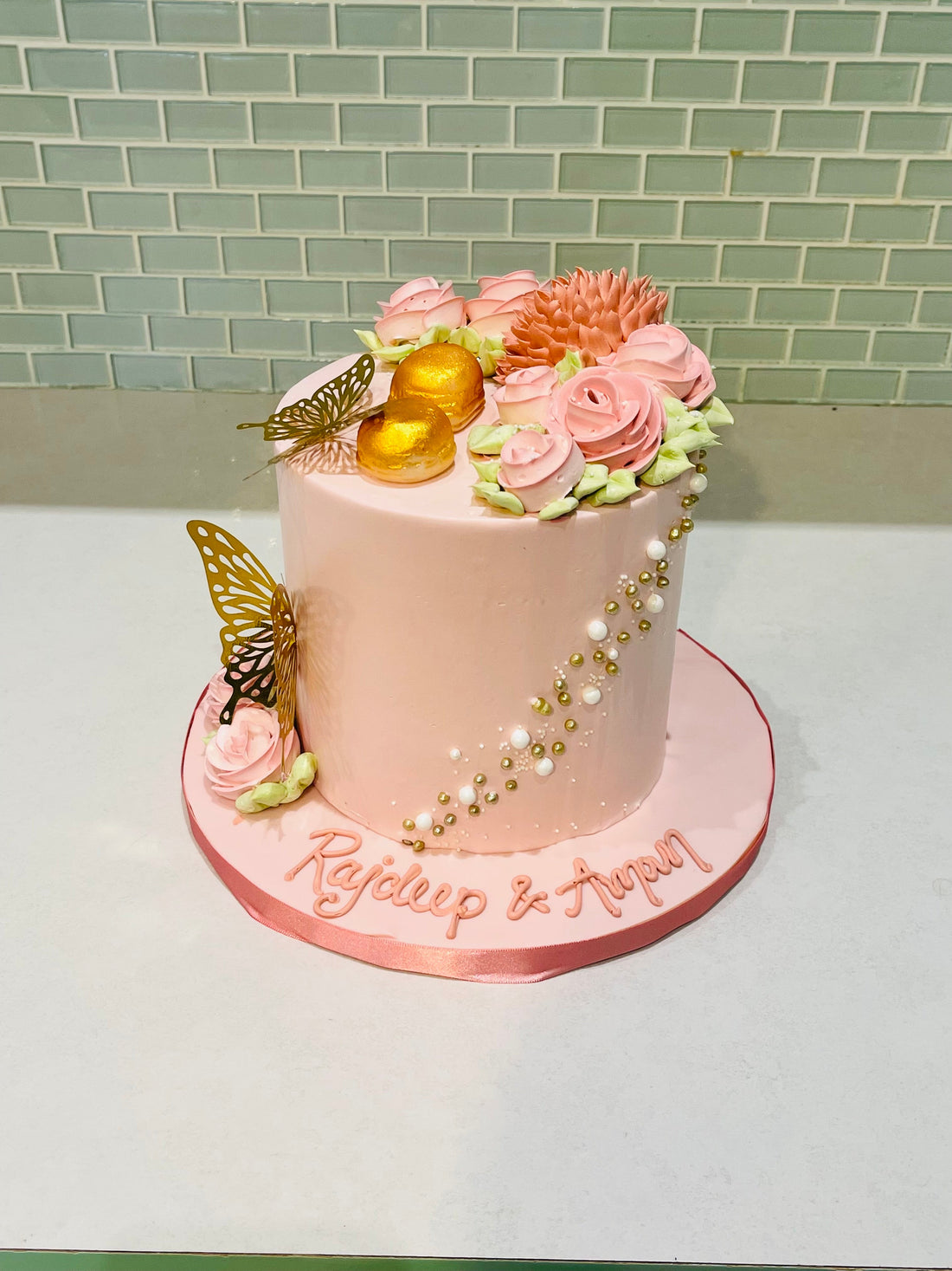 ROSE GOLD BUTTERFLY BIRTHDAY CAKE