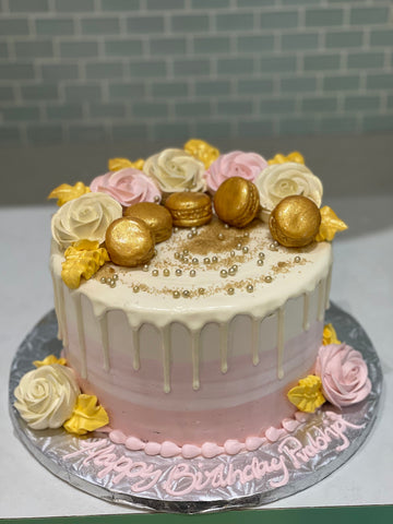 PINK & IVORY MACROON CAKE