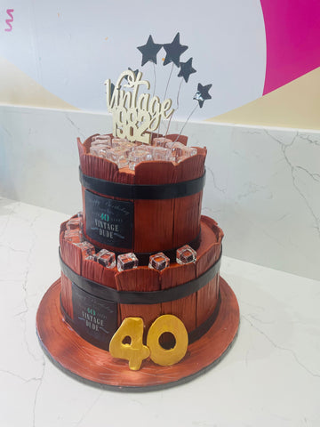 BARREL FONDANT TIERED CAKE