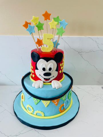 MICKEY MOUSE STARS TIERED CAKE