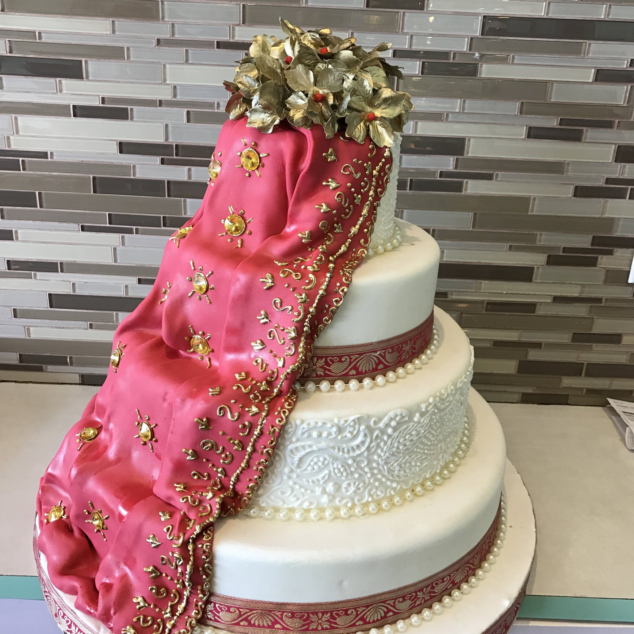 Indian Drape Wedding Cake