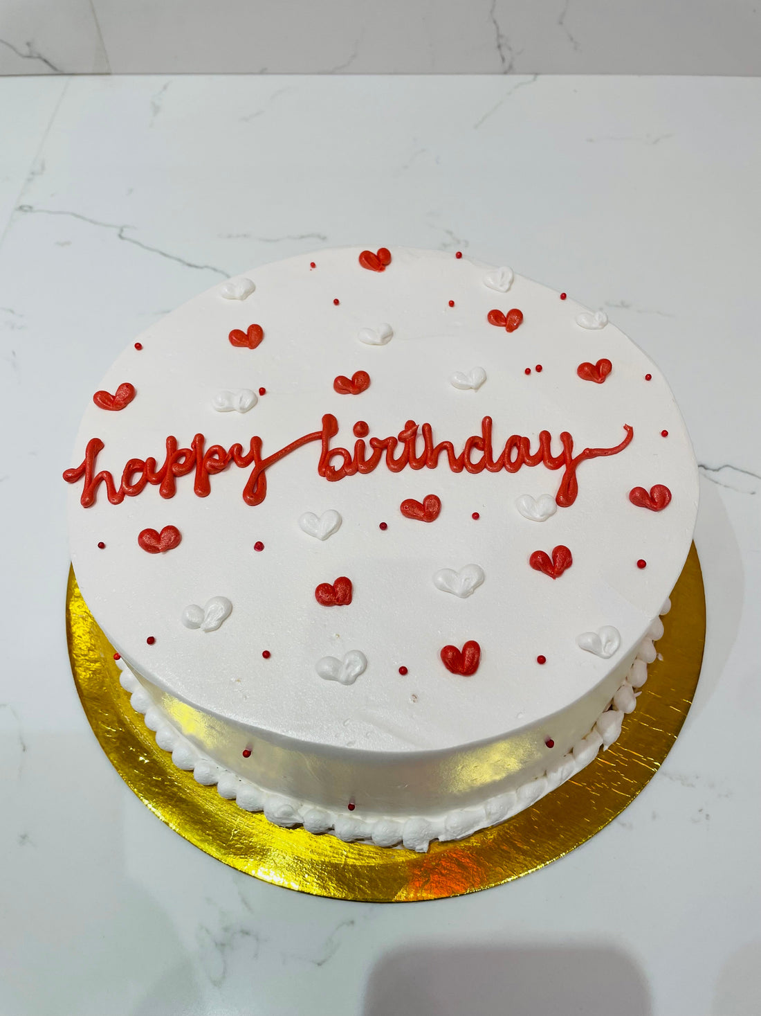 RED LITTLE HEARTS BIRTHDAY CAKE