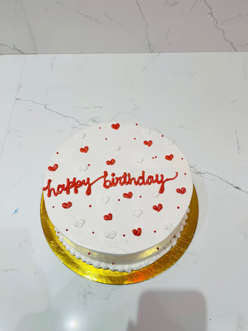 RED LITTLE HEARTS BIRTHDAY CAKE