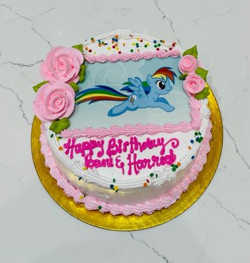 RAINBOW LITTLE PONY PHOTO CAKE