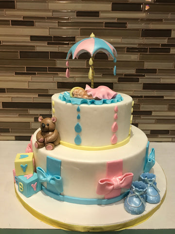 Umbrella baby shower cake