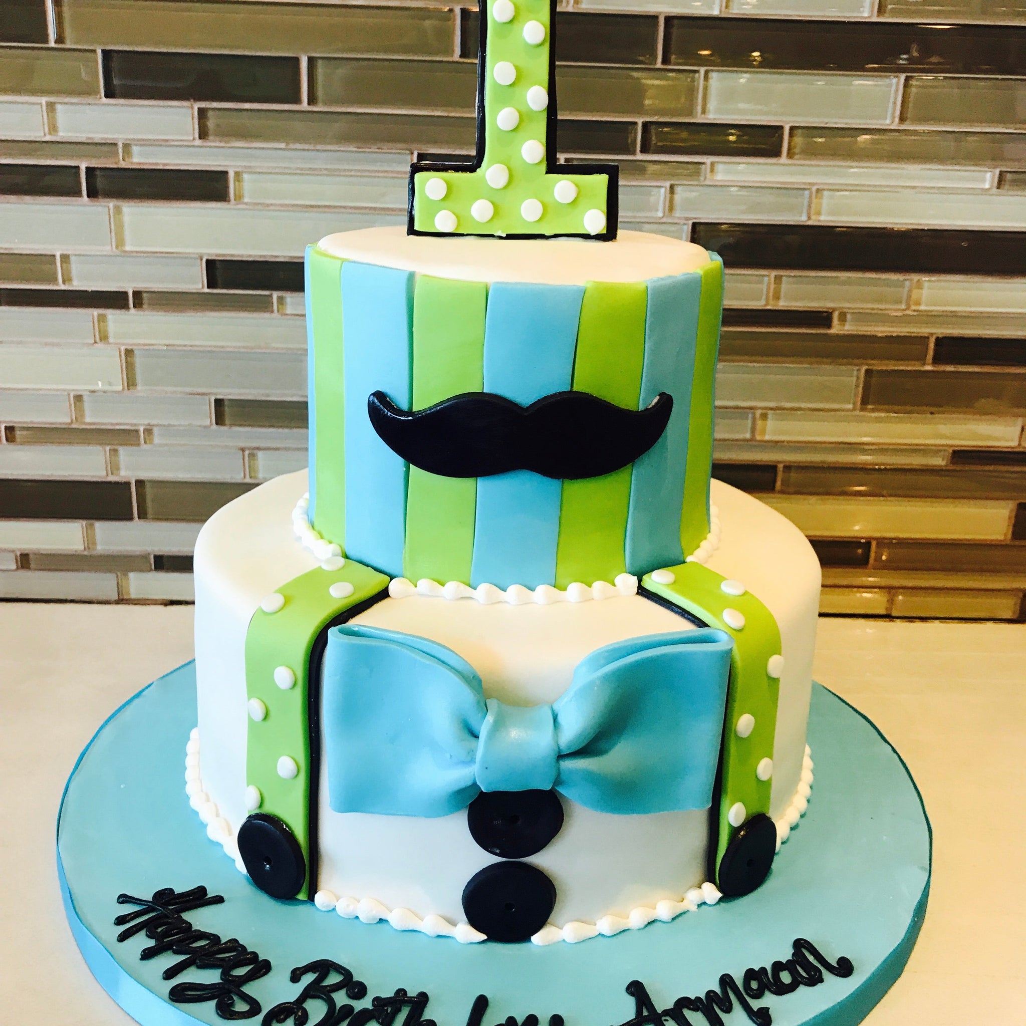 Moustache 1st Birthday Fondant Cake