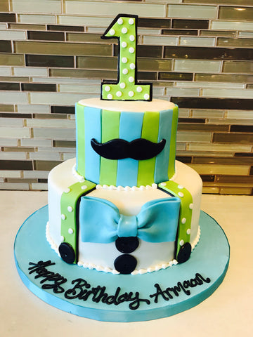 Moustache 1st Birthday Fondant Cake