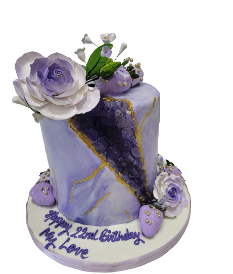 LAVENDER GEODE EFFECT FONDANT CAKE