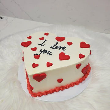 Ivory & Red Heart Cream Cake