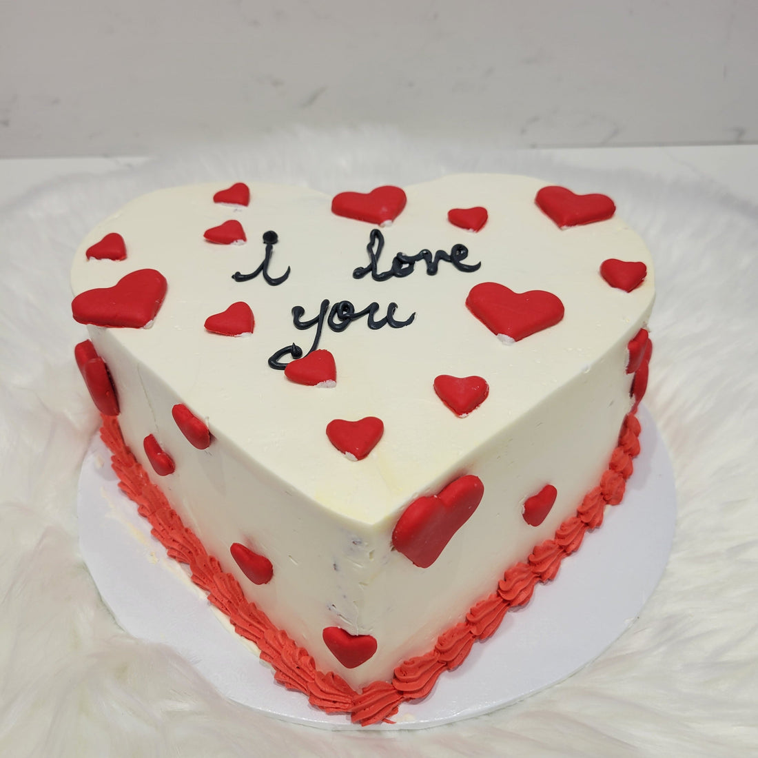 Ivory & Red Heart Cream Cake