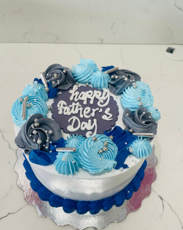 BLUE ROSETTE FATHER'S DAY CAKE