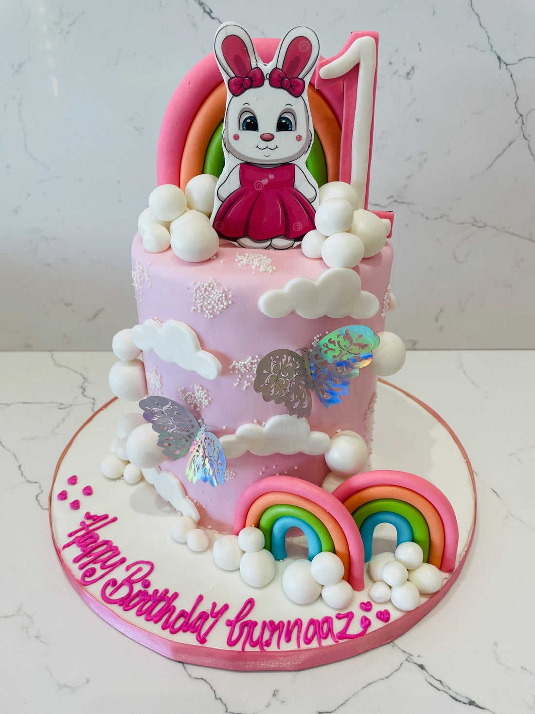 Bunny Rainbow Fondant Cake