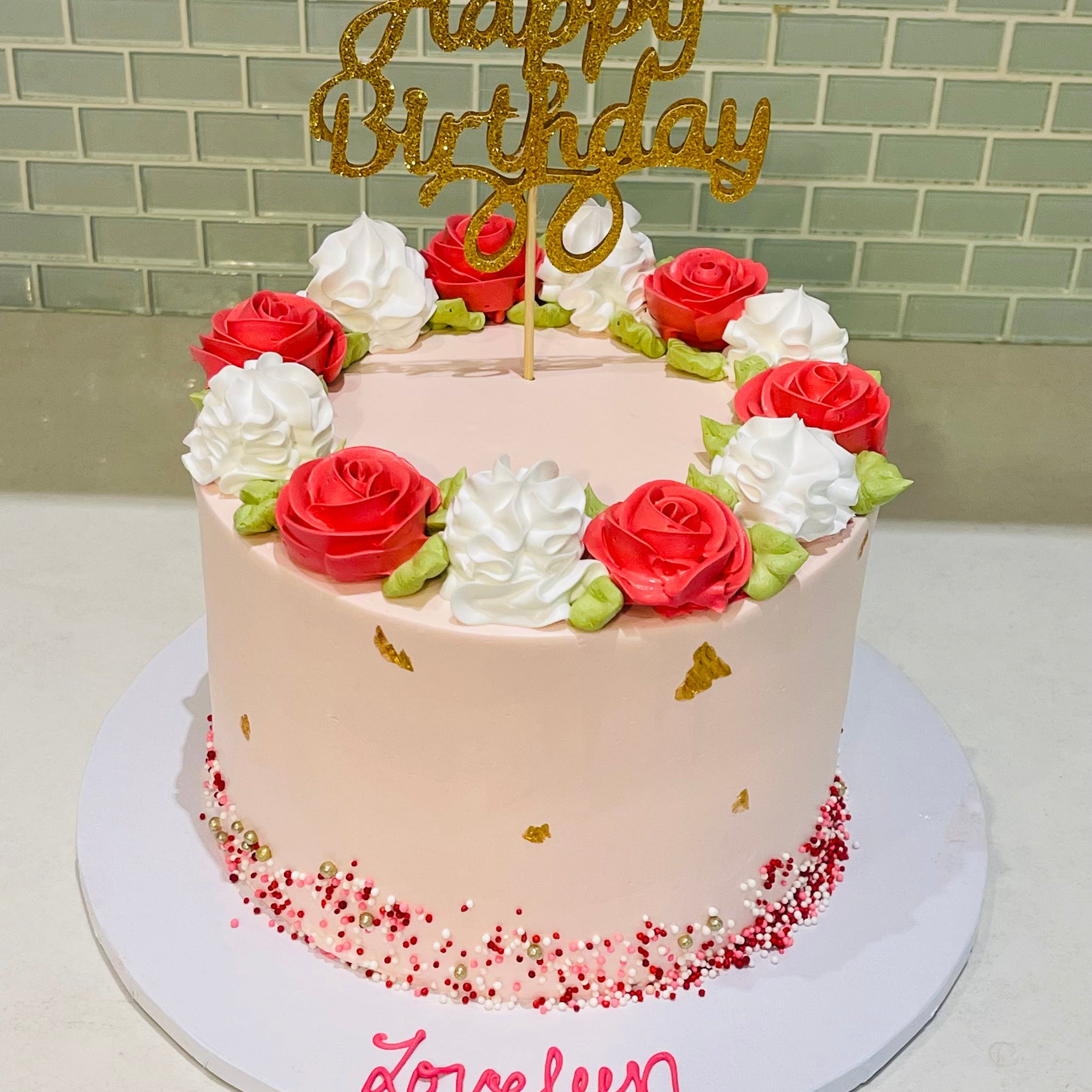 LOVELEEN PINK FLOWER BIRTHDAY CAKE