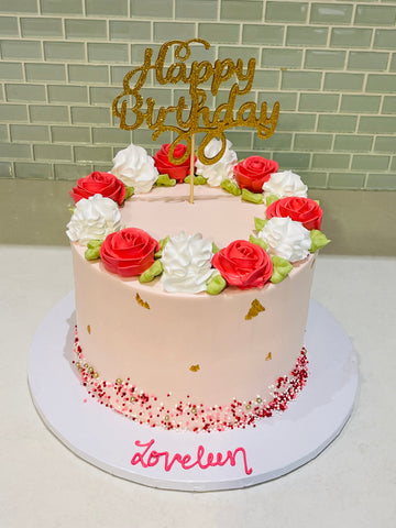 LOVELEEN PINK FLOWER BIRTHDAY CAKE