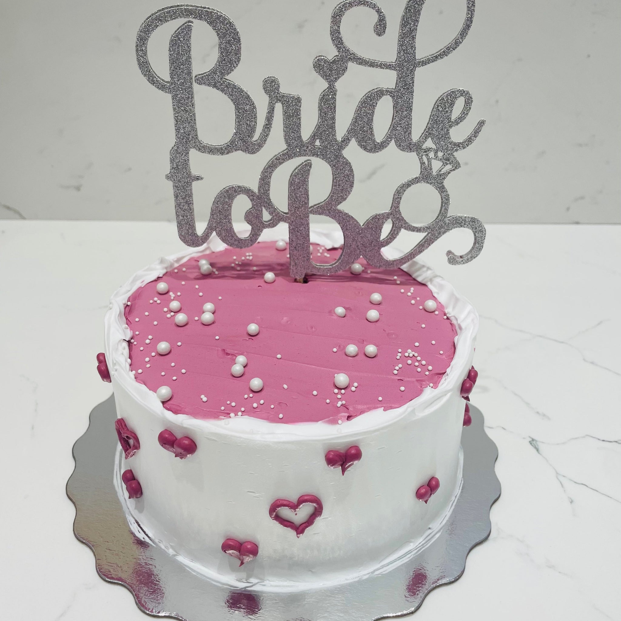 PINK & SILVER BRIDE TO BE CAKE