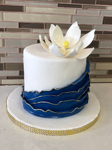 Blue Ruffle Fondant cake