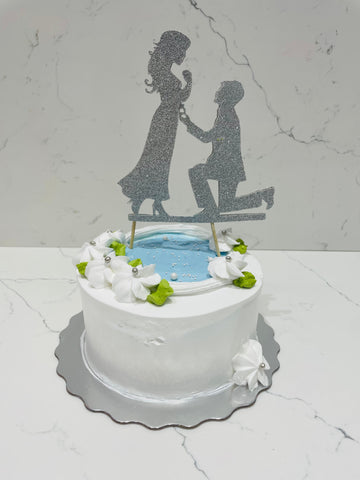 BLUE & WHITE PROPOSAL CAKE