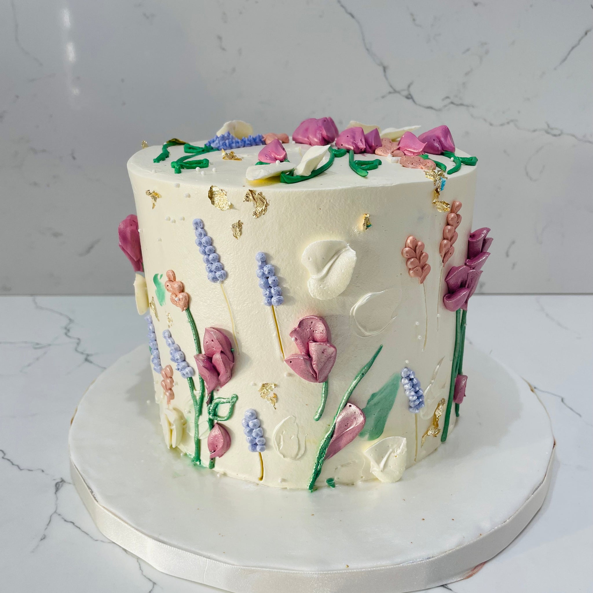IVORY LAVENDER FLORAL CAKE