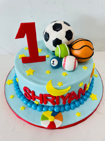 SHRIYAN SPORT BALLS FONDANT CAKE