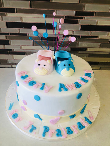 Pink and Blue fondant Baby Shower Cake