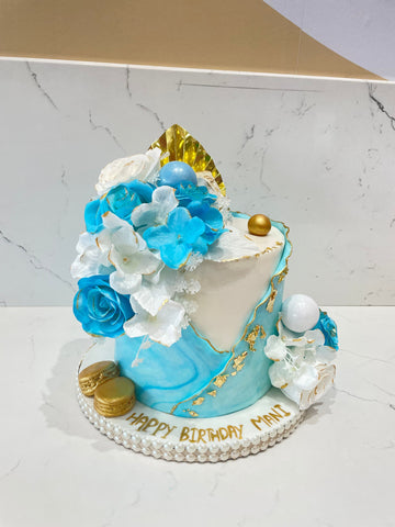 MANI BLUE RUFFLES FONDANT CAKE