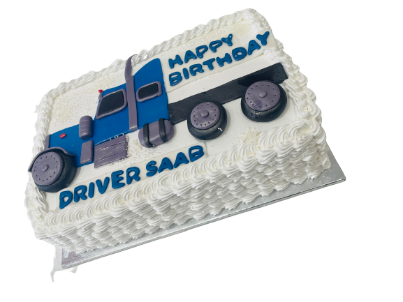 WHITE & BLUE TRUCK CREAM CAKE