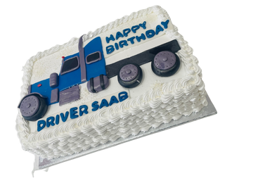 WHITE & BLUE TRUCK CREAM CAKE