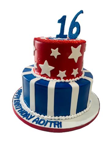 CAPTAIN AMERICA CREAM TIERED CAKE