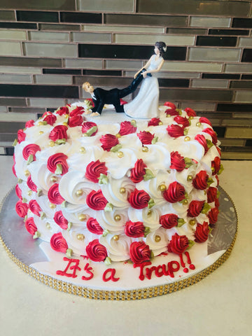 Red and white Rosette Cake