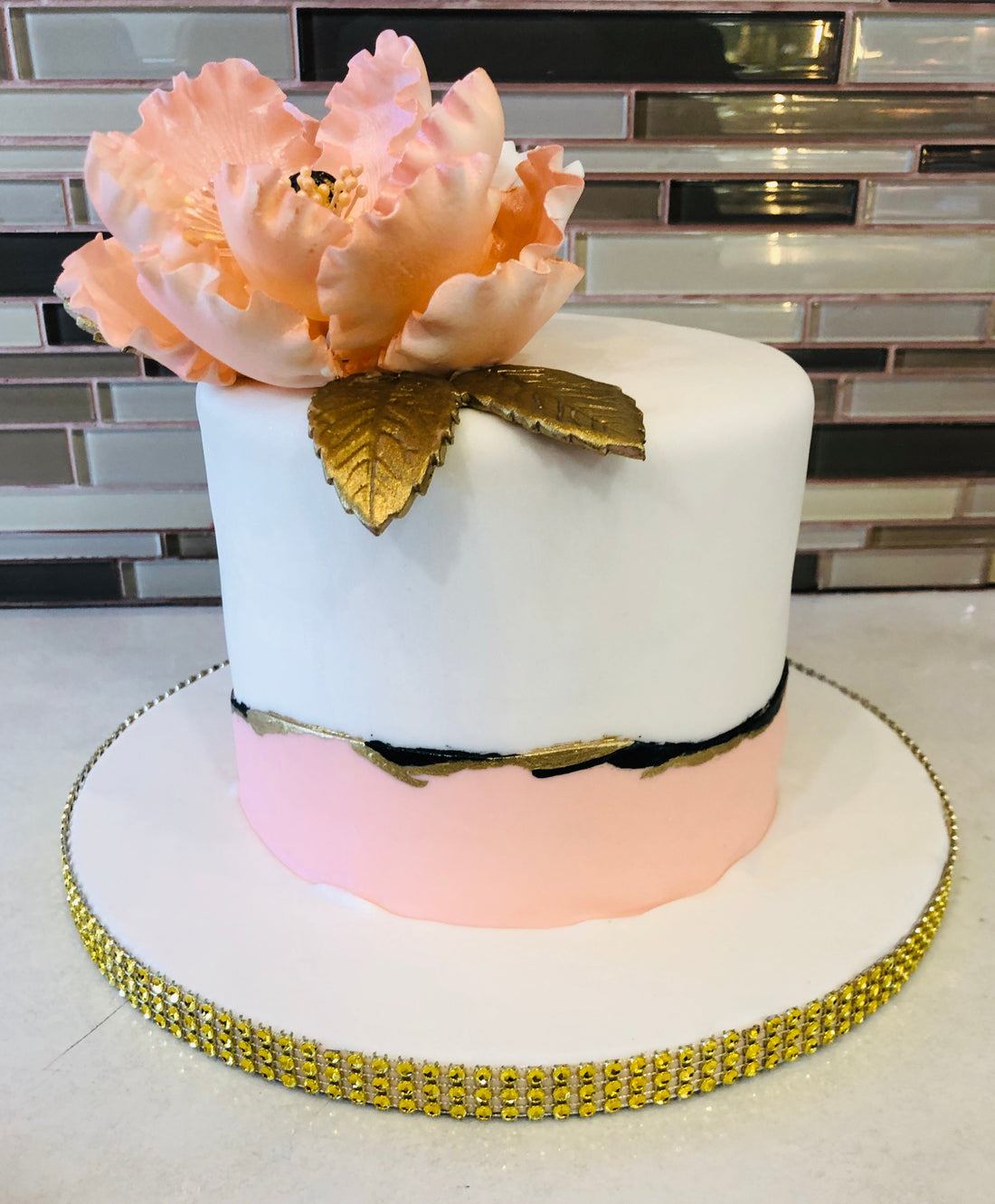 Peach Magnolia Fondant cake