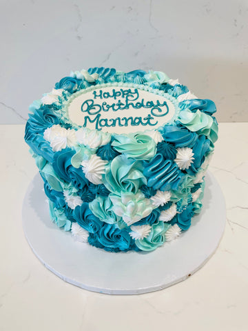 TEAL ROSETTE CAKE