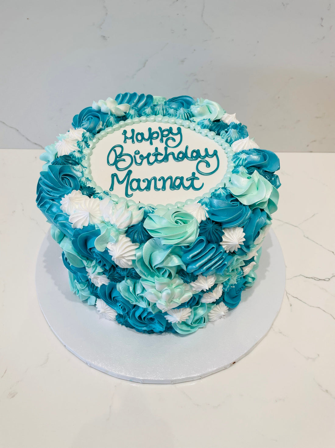 TEAL ROSETTE CAKE