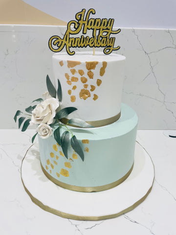 SAGE GREEN ANNIVERSARY TIERED CAKE