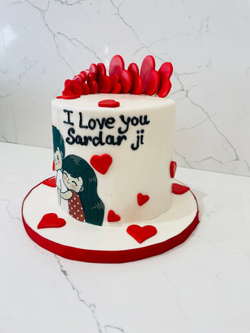 COUPLE HEARTS FONDANT CAKE