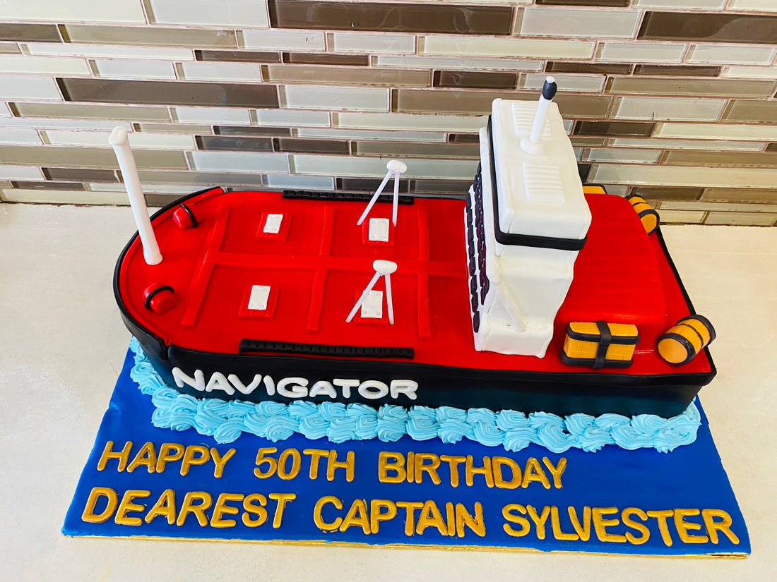 NAVY SHIP MOLDED FONDANT CAKE