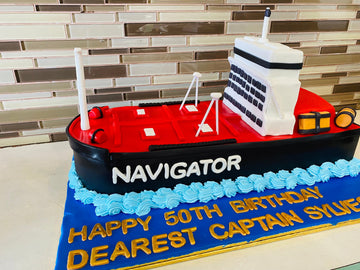 NAVY SHIP MOLDED FONDANT CAKE