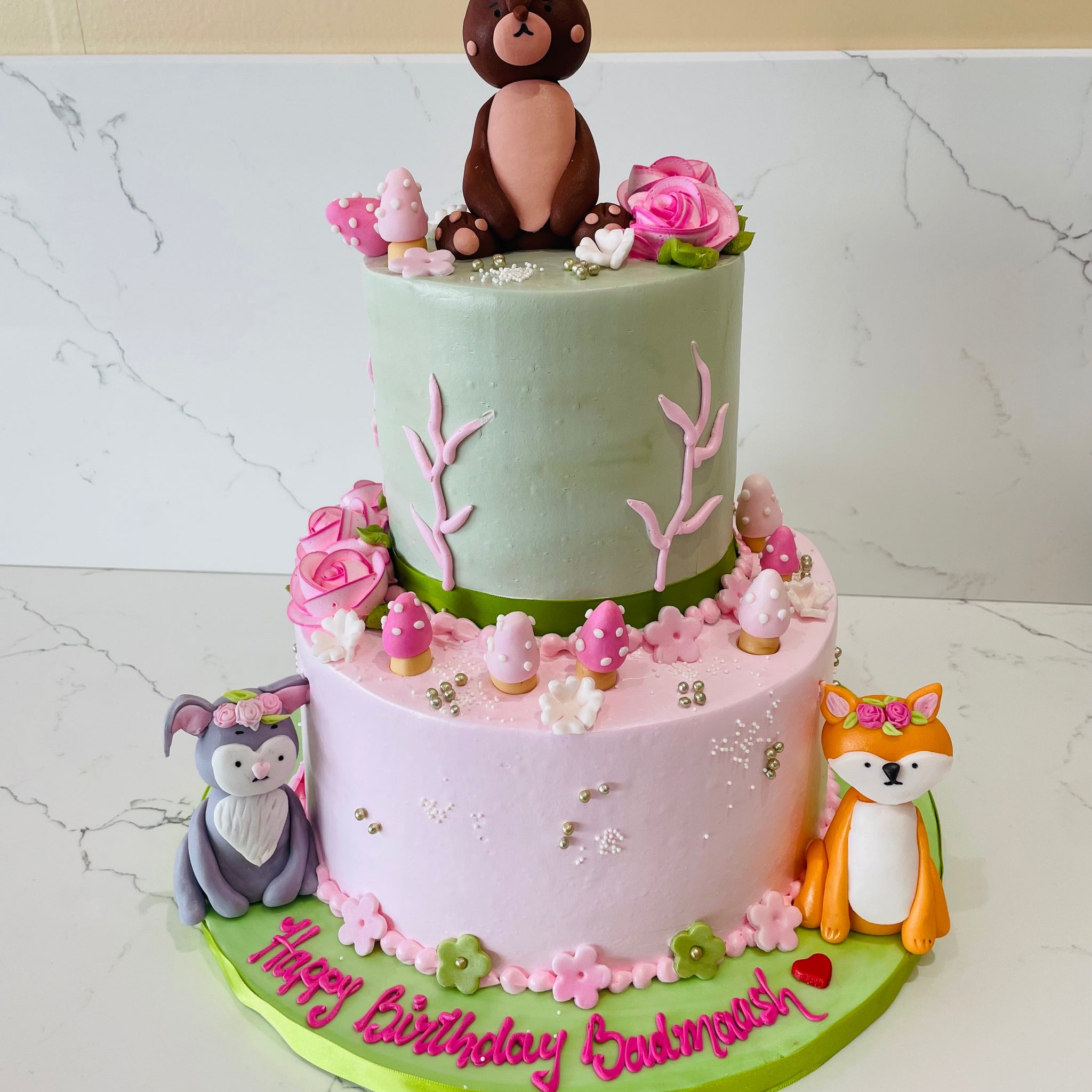 FOREST THEME TIERED CREAM CAKE