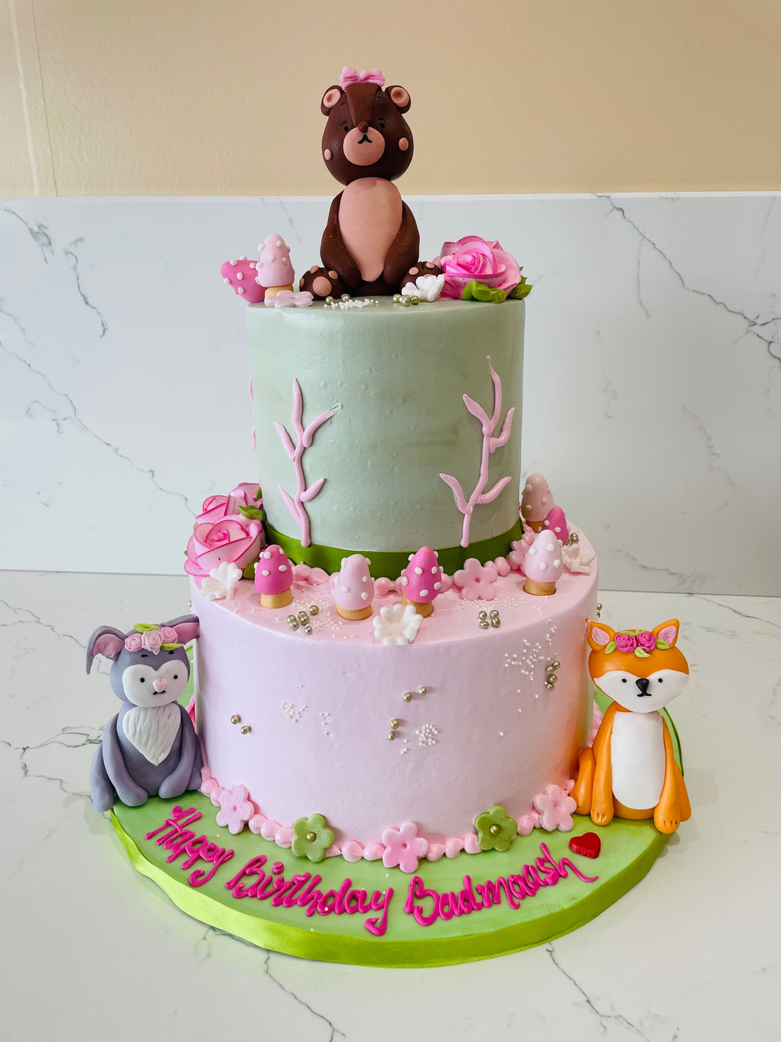 FOREST THEME TIERED CREAM CAKE