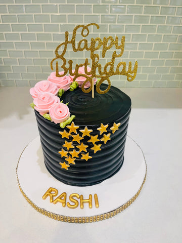 RASHI BLACK AND GOLD BIRTHDAY CAKE