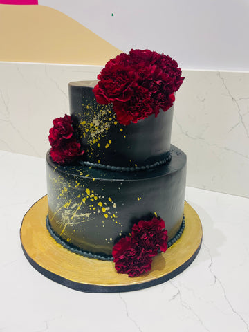 BLACK & RED WEDDING CAKE