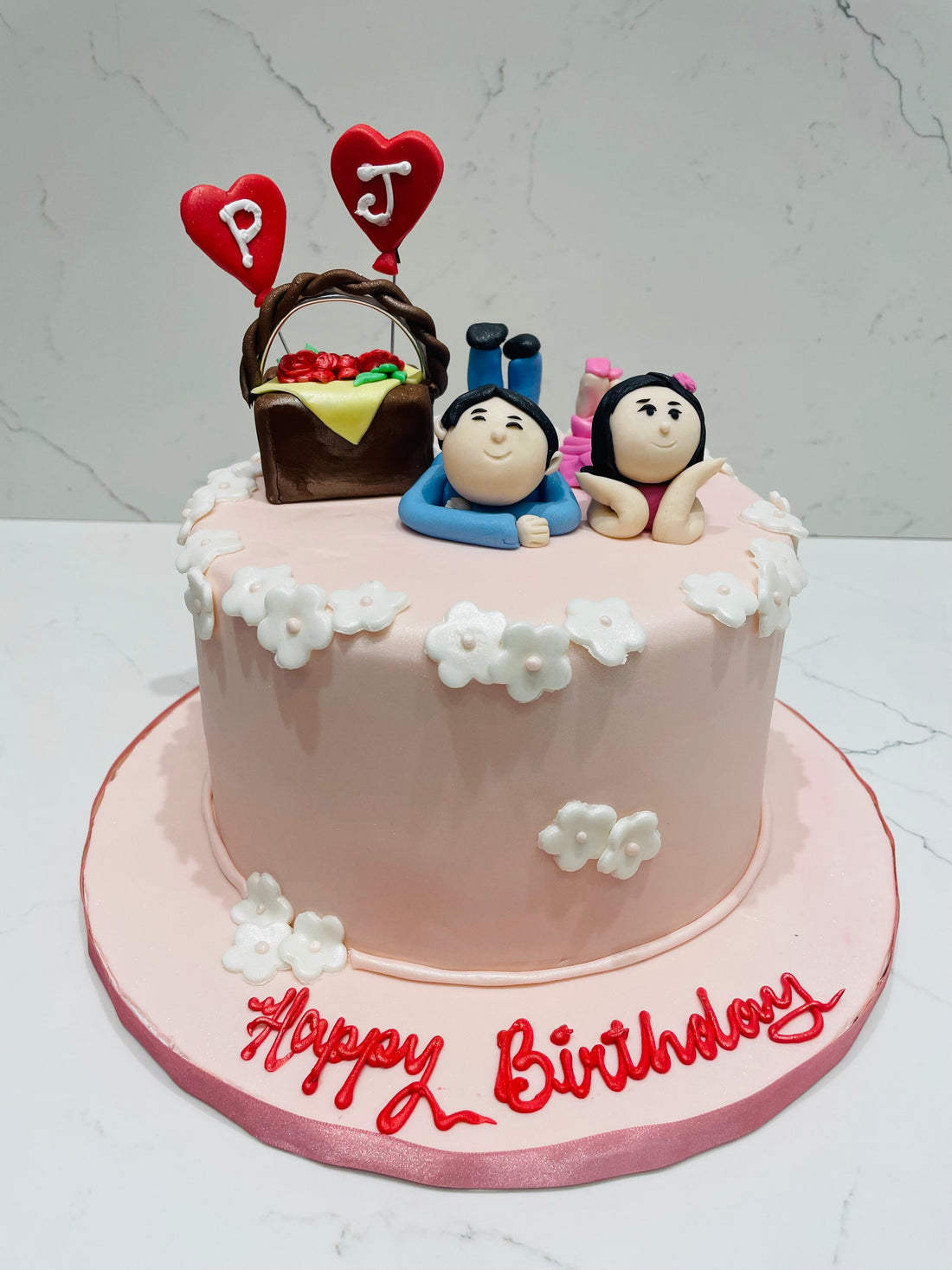 P & J COUPLE FONDANT CAKE